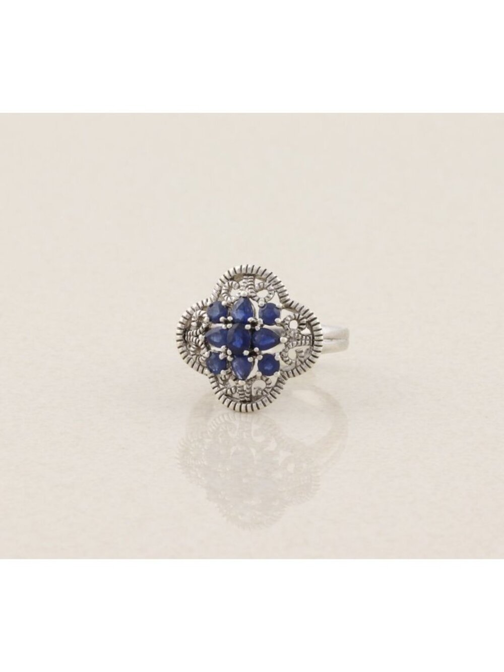 Sterling Silver Natural Blue Sapphire Ring Size 7 - Picture 5 of 7
